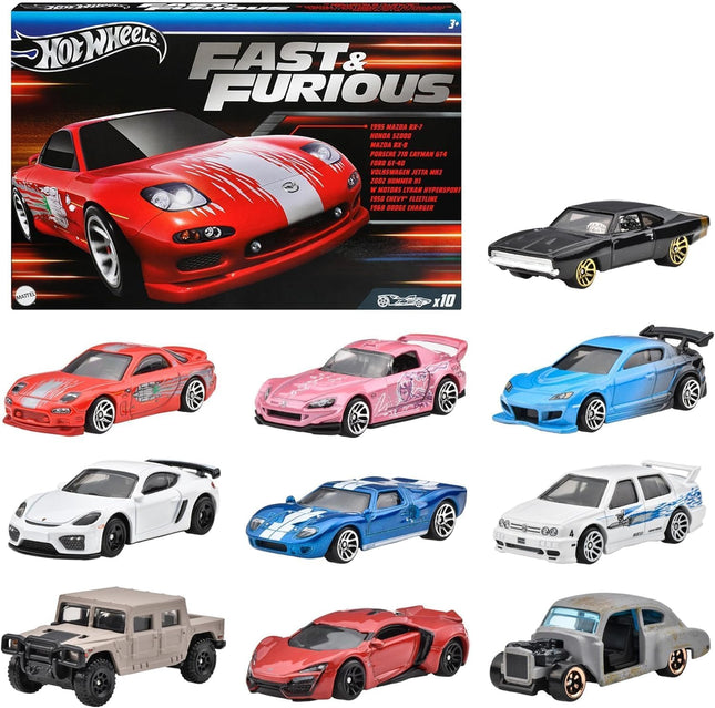 Hot Wheels 10-Pack Fast & Furious HVX27 Car Toy, M