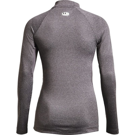 Under Armour Women's Authentics Mock Neck T-Shirt, Charcoal Light Heather (019)/Black, Large