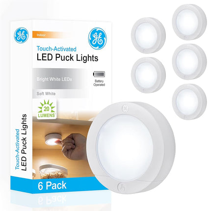 GE LED Puck, 6 Pack, Wireless, Battery Operated, 2