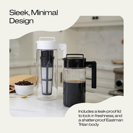 Takeya 10311 Patented Deluxe Cold Brew Iced Coffee Maker with Airtight Seal & Silicone Handle, Made in USA, 2-Quart, Black BPA-Free Dishwasher-Safe