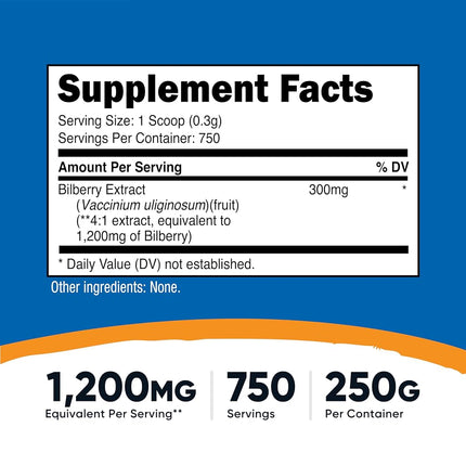 Nutricost Bilberry Powder 250 Grams - Gluten Free and Non-GMO