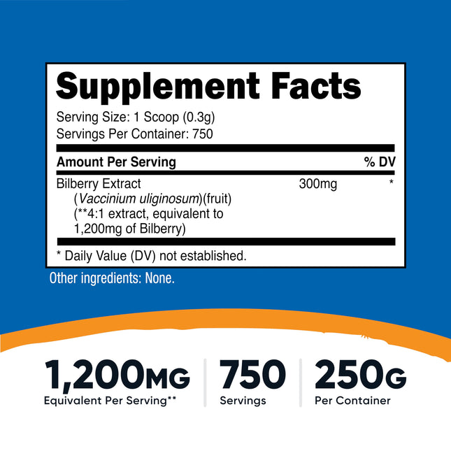 Nutricost Bilberry Powder 250 Grams - Gluten Free and Non-GMO