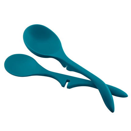 Rachael Ray 46834 Kitchen Tools and Gadgets Nonstick Utensils/Lazy Spoon and Ladle, Silicone, Marine Blue