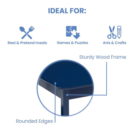 Delta Children Ma table et mes chaises pour enfants MySize (2 chaises incluses) – Idéales pour les activités créatives, l'heure du goûter, l'école à la maison, les devoirs et plus encore, Bleu