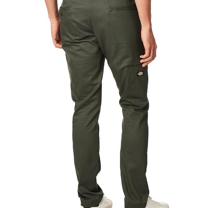 Dickies Men's Skinny Straight Double Knee Work Pant, Olive Green V1, 32W x 32L
