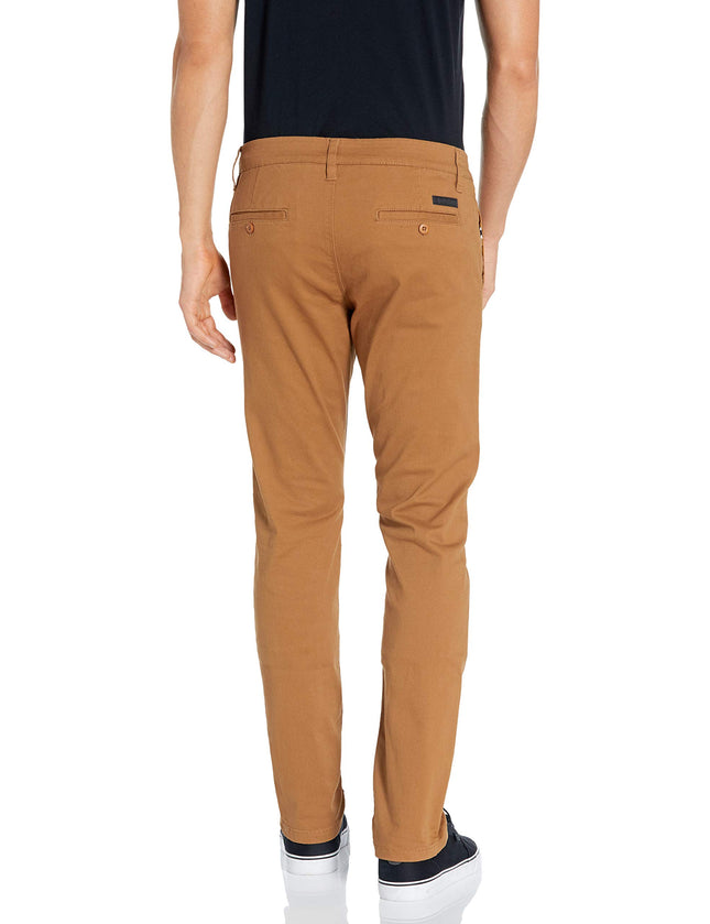 Southpole Mens Flex Stretch Basic Long Chino Pants, Caramel, 32W / 30L