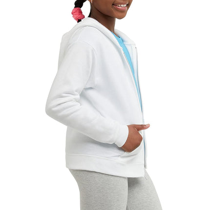 Hanes Girls' Big ComfortSoft EcoSmart Full-Zip Fleece Hoodie - white - S