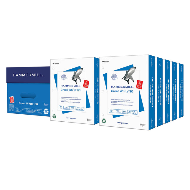 Hammermill Printer Paper, Great White 30% Recycled