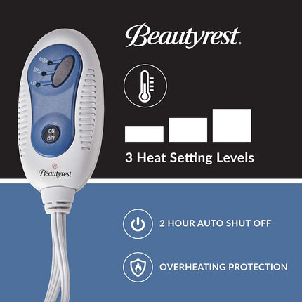 Beautyrest Zuri Reversible Faux Fur to Mink Electric Blanket, Auto Shut Off, Virtually Zero EMF, Multi Heat Setting, UL Certified, Machine Washable, Sand Tip Dye Throw 50x70