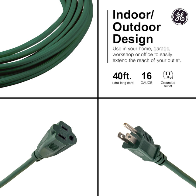 Cable de extensión GE para exteriores, cable de extensión resistente a la intemperie, cable de extensión de 3 puntas, cable de extensión para exteriores, cable de extensión largo con