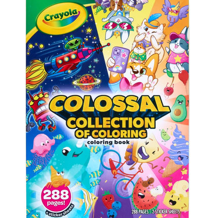 Crayola Colossal Collection of Coloring, 288 Coloring Book Pages, 2 Sticker Sheets, Coloring Book for Kids & Adults, Toddler Travel Activity, 3+