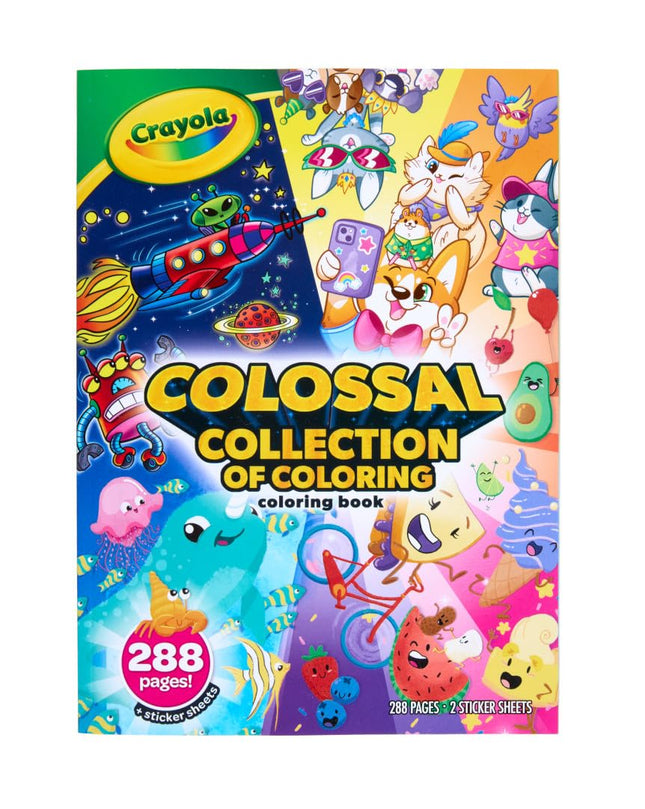 Crayola Colossal Collection of Coloring, 288 Coloring Book Pages, 2 Sticker Sheets, Coloring Book for Kids & Adults, Toddler Travel Activity, 3+