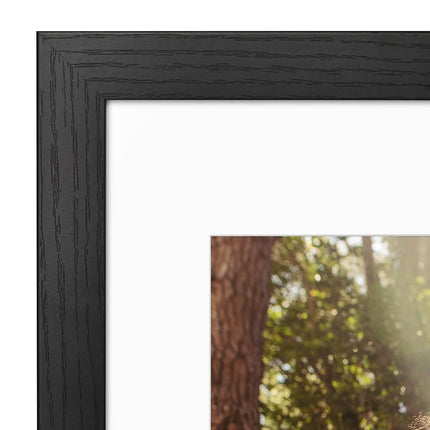 Americanflat 11x14 Poster Frame - Black Engineered Wood with Shatter-Resistant Glass - Matted to 8x10 Photo Size - Hudson Collection - Wide Picture Frame for Wall Display - Black