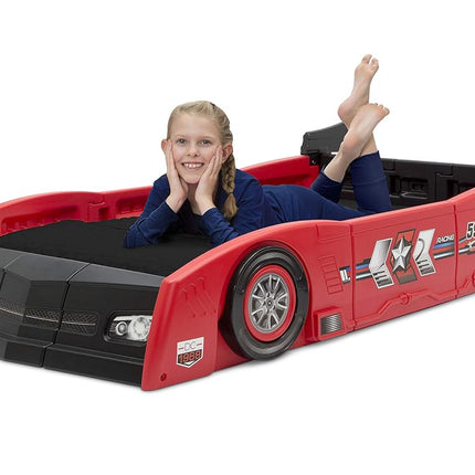 Delta Children Grand Prix Race Car Child and Double Bed, Plastic, Black, 94,49x45,34x21,47 inch (Pack of 1)