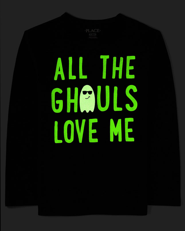 The Children's Place Boys' Long Sleeve Halloween Graphic T-Shirt, Ghouls, Medium