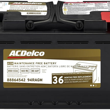 ACDelco 94RAGM Professional AGM Automotive BCI Group 94R Battery