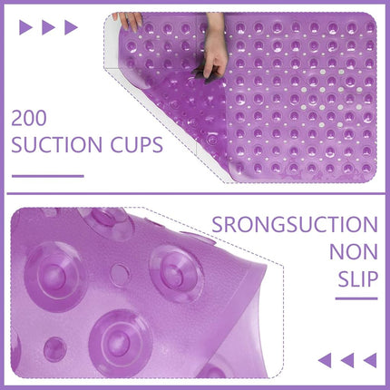 Sheepping Baby Bath Mat Non Slip Extra Long Bathtub Mat for Kids 40 X 16 Inch - Eco Friendly Bath Tub Mat with 200 Big Suction Cups,Machine Washable Shower Mat (Purple)