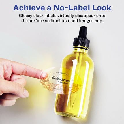 Avery Glossy Clear Oval Labels with Sure Feed, 2" x 3-1/3", 200 Glossy Clear Labels, Print-to-The-Edge, Laser/Inkjet Printable Labels