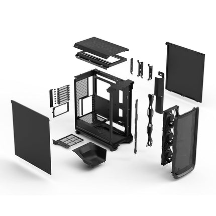 Fractal Design Meshify 3 Black Solid - High Airflow PC Gaming Case - Mesh Front Panel - Three Momentum 14 Fans Included - Clean Interior