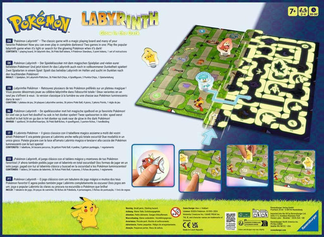 Ravensburger - Pokemon Maze Glow in the Dark - Pokemon Maze Game Glow in the Dark - 2-4 Players - Ages 7+ - Thinking & Strategy - 22705