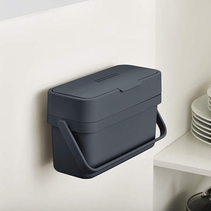 Joseph Joseph Compo 4 Slim Food Waste Recycling Caddy with Air Vent Kitchen Compost Bin 4L Graphite