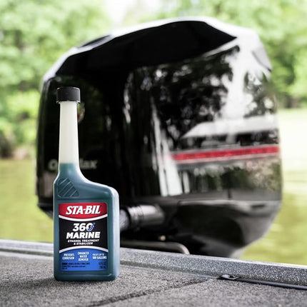 STA-BIL 360 Marine Ethanol Treatment & Fuel Stabilizer - Full Fuel System Cleaner - Fuel Injector Cleaner - Removes Water- Protects Fuel System - Treats 100 Gallons - 10 Fl. Oz. (22241)