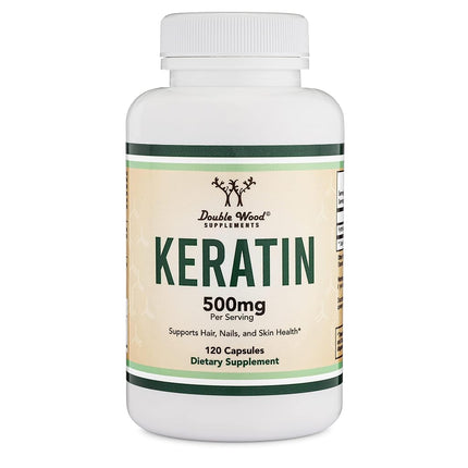 Double Wood Supplements Keratin Hair Growth Vitamin (500mg per Serving, 120 Pills) Keratin Hair Treatment for Men and Women (Vital Protein for Hair, Skin, and Nails) by