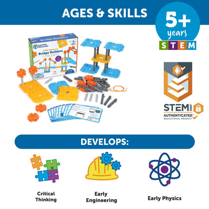 Learning Resources STEM Explorers Bridge Builders, 72 Pieces, Ages 5+, Building Toys, Kits, Projects, Build It Yourself Toys