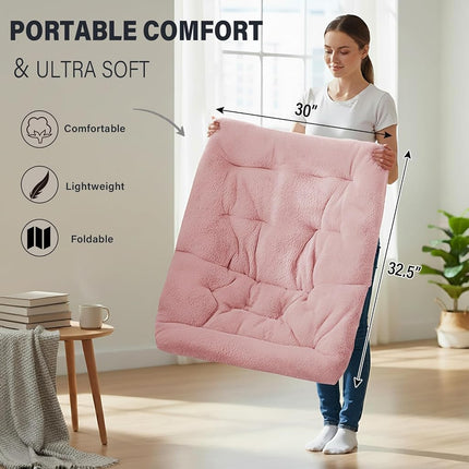 Tiita Comfy Saucer Chair, Soft Faux Fur Oversized Folding Accent Chair,Pink