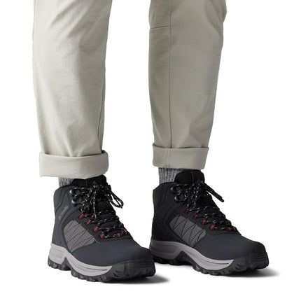 Columbia Men's Transverse Hike Waterproof, Waterproof Mid Rise Trekking and Hiking Boots, Black/Mountain Red, 9.5