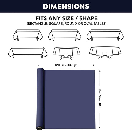 Party Essentials Plastic Banquet Table Roll, 40" x 100', Navy Blue
