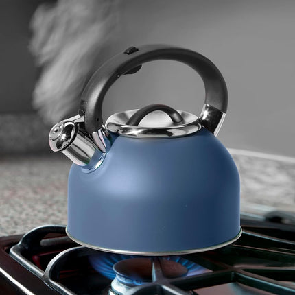 OGGI Tea Kettle for Stove Top - 64oz / 1.9lt, Stainless Steel Kettle with Loud Whistle, Ideal Hot Water Kettle and Water Boiler - Blue