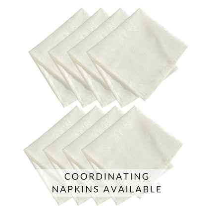 Threadmade Elrene Home Fashions Elegant Woven Leaves Jacquard Damask Tablecloth, 70" x 70", Round, Ivory