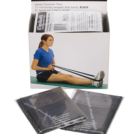 TheraBand Resistance Bands, 5 Foot, 15 Count Professional Latex Elastic Bands For Upper & Lower Body Exercise, Physical Therapy, Pilates, Home Workouts, & Rehab, Special Heavy Black, Advanced Level 1