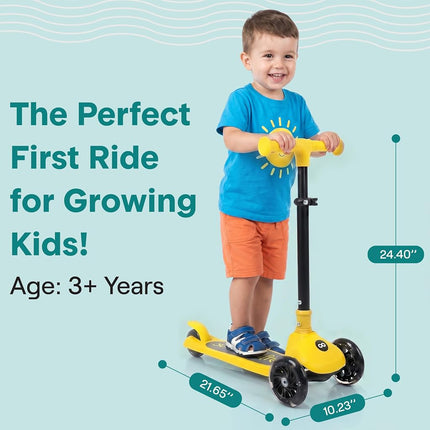 SereneLife Kids Scooter for Ages 3–7 – 3 Wheel Kick Scooter with Seat Option, Light-Up LED Wheels, Lean-to-Steer, Foldable, Adjustable Height, 50 kg Capacity