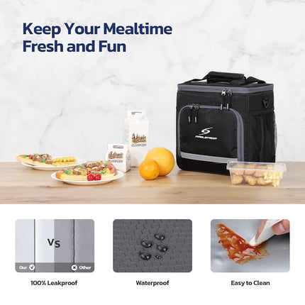 Maelstrom Lunch Box for Men,Insulated Lunch Bag Women/Men,Leakproof Lunch Cooler Bag,Lunch Tote Bag for Work School,Small,Black