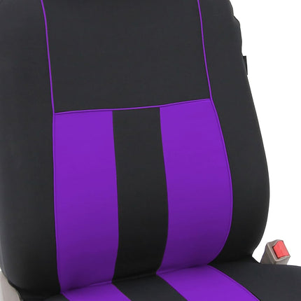 FH GROUP FH-FB036217 Fundas de asiento a rayas llamativas, color morado/negro - Se adaptan a la mayoría de automóviles, camiones, SUV o furgonetas