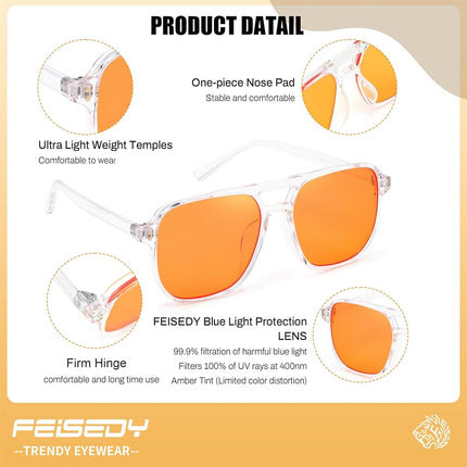 FEISEDY Blue Light Blocking Glasses with Anti Glare for Women Men B2835