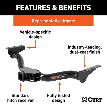 CURT 13333 Class 3 Trailer Hitch, 2-Inch Receiver, Fits Select Dodge, Ram 1500, 2500, 3500, Black