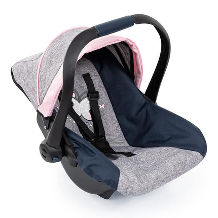 Bayer Design Doll car seat, with sun canopy, adjustable handle, harness