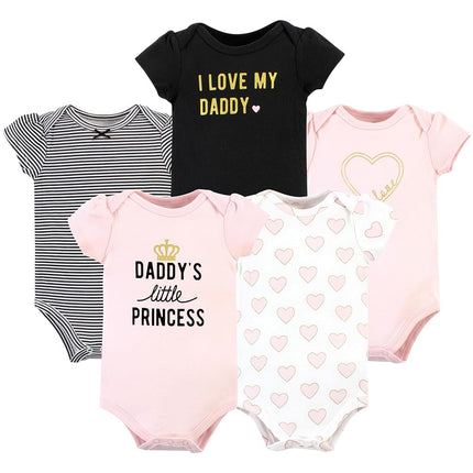 Hudson Baby Unisex Baby Bodysuits de algodón, paquete de 5 unidades de Daddys Little Princess, 18-24 meses, paquete de 5 unidades de Daddys Little Princess, 18-24 meses