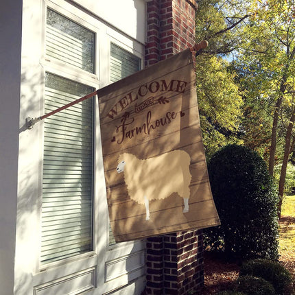 Caroline's Treasures CK6918CHF English Leicester Longwool Sheep Welcome Flag Canvas House Size, Large, multicolor