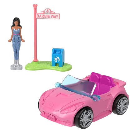 Barbie Mini BarbieLand 4-Pack Doll & Toy Vehicle Set with 4 1.5-inch Dolls & 4 Iconic Toy Vehicles with Color-Change Surprise, JDB85