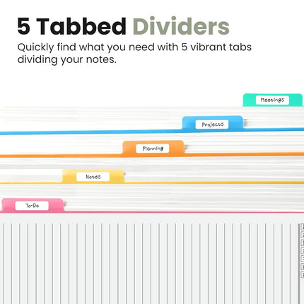 Taja Spiral Notebooks for Work 5 Subject Notebook with Removable Dividers