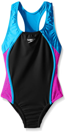 Speedo Big Girls Mesh Splice Thick Strap 1 Piece, 