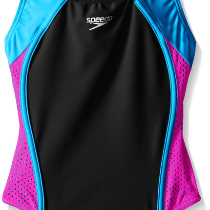 Speedo Girl's Swimsuit One Piece Mesh Splice Thick