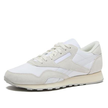 Reebok Men's Classic Nylon Sneaker, White/Barely Grey/Chalk, 2 UK
