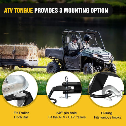Nilight ATV/UTV Three-Way Hitch 3500lbs Three-Way Lawn Mover Adapter 3" Drop/Rise, Heavy Duty Universal ATV Hitch Attachments, Trailer Hitch Adapter