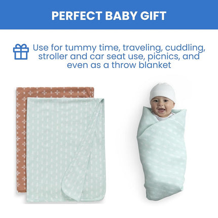 Delta Children 100% Organic Jersey Cotton Baby Receiving Blankets for Girls and Boys – 30x40 Inches - GOTS Certified (Pack of 2), Neutral Boho
