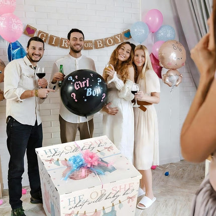 AmazingSpark 28in Giant Gender Reveal Gift Box Kit, Baby Clothes